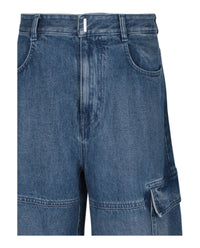 Givenchy Mens Multicutted Denim Cargo Shorts