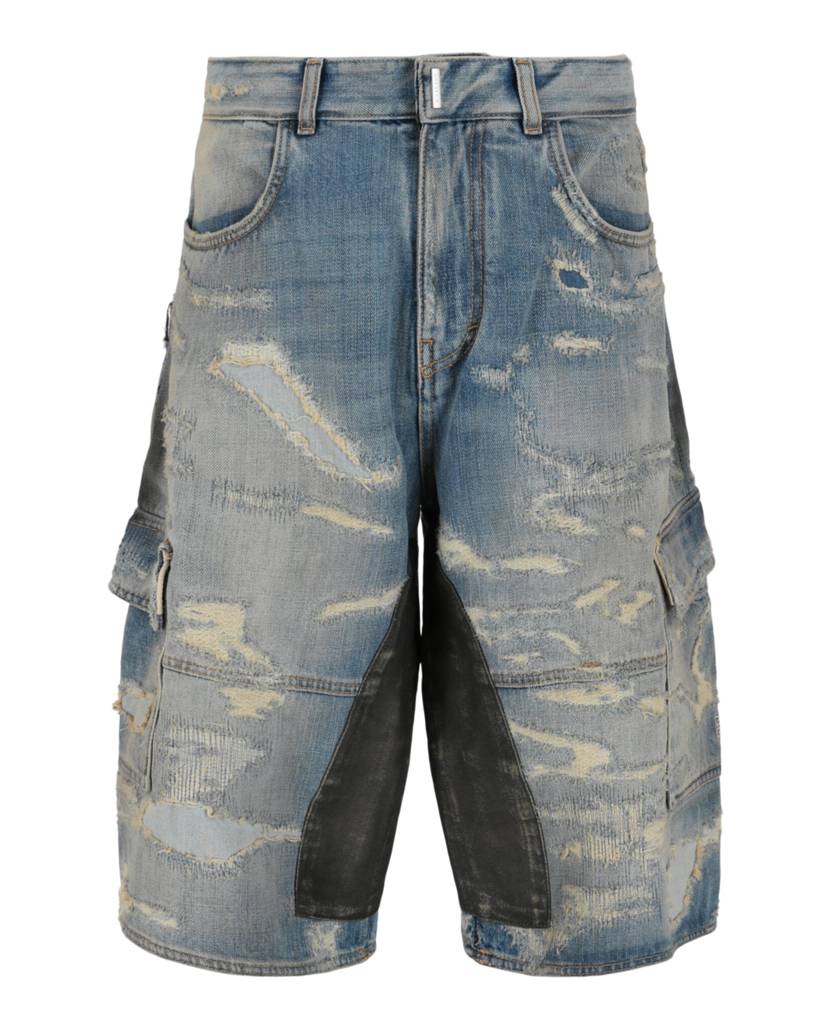 Givenchy Givenchy Mens Distressed Denim Cargo Shorts
