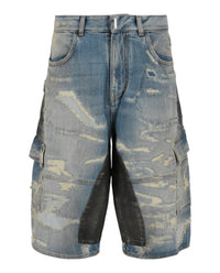Givenchy Givenchy Mens Distressed Denim Cargo Shorts