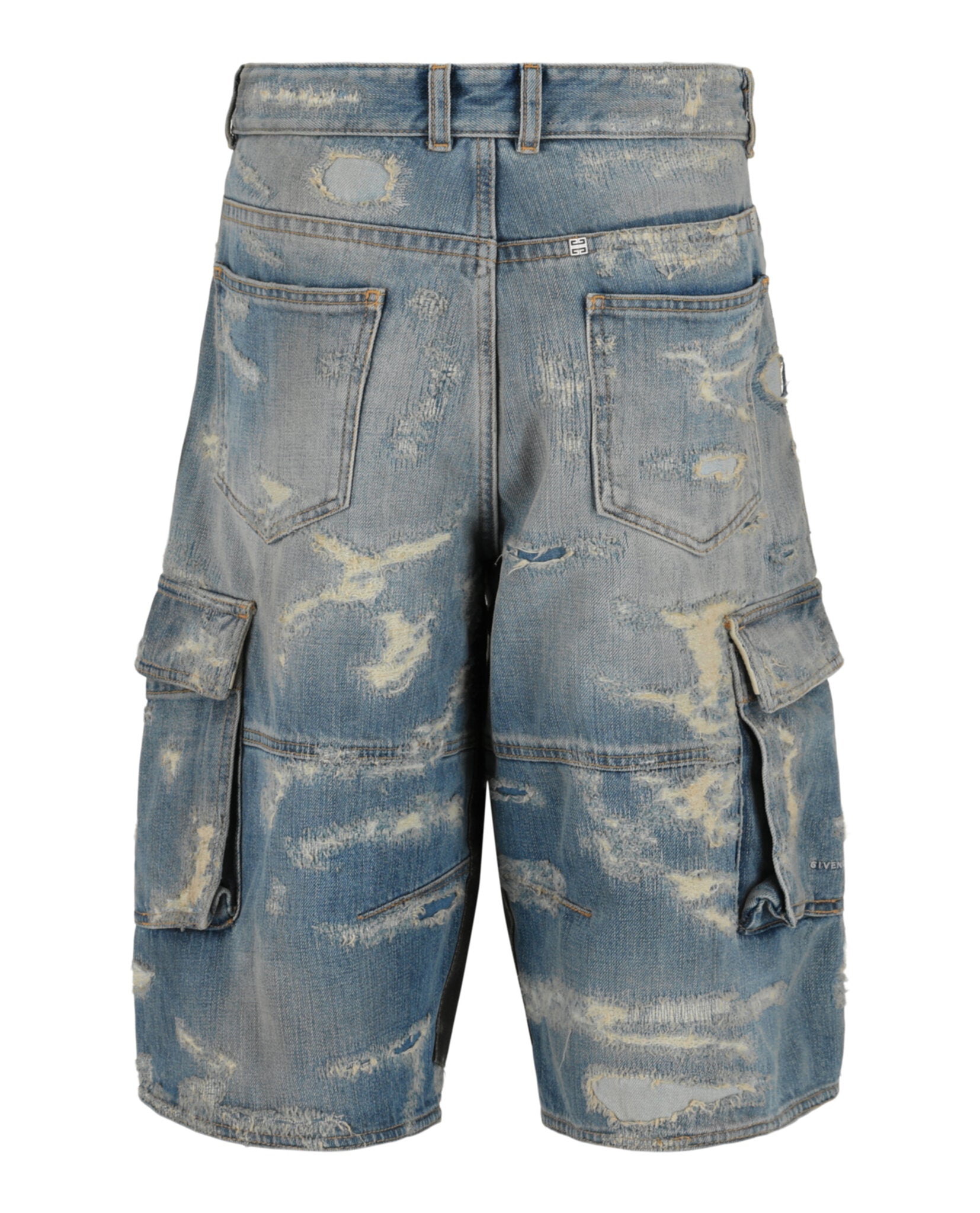 Givenchy Givenchy Mens Distressed Denim Cargo Shorts