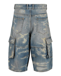 Givenchy Givenchy Mens Distressed Denim Cargo Shorts
