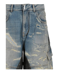 Givenchy Givenchy Mens Distressed Denim Cargo Shorts