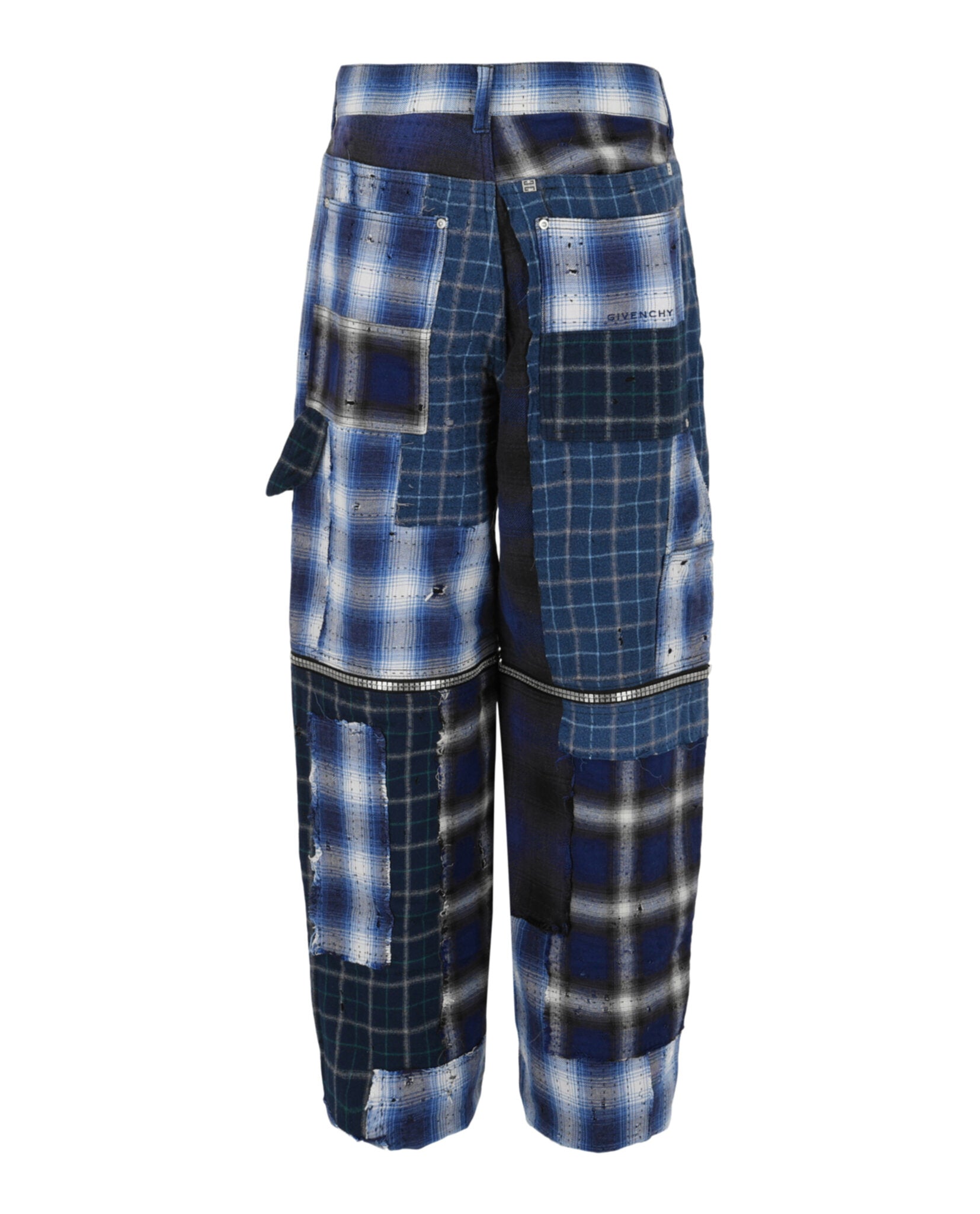 Givenchy Mens Patchwork Plaid Wide-Leg Pants