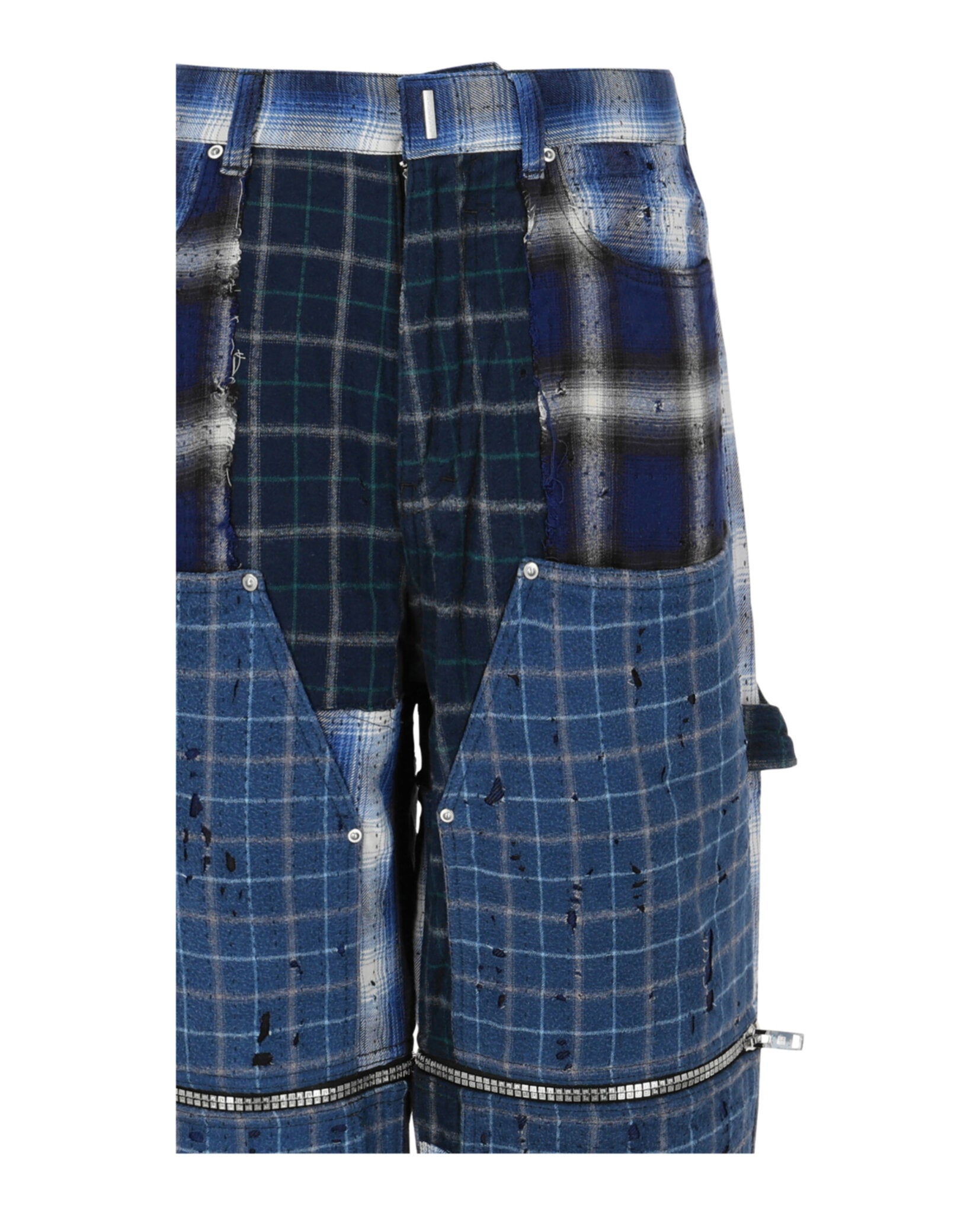 Givenchy Mens Patchwork Plaid Wide-Leg Pants