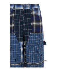 Givenchy Mens Patchwork Plaid Wide-Leg Pants