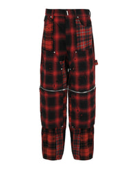 Givenchy Mens Convertible Distressed Plaid Carpenter Pants
