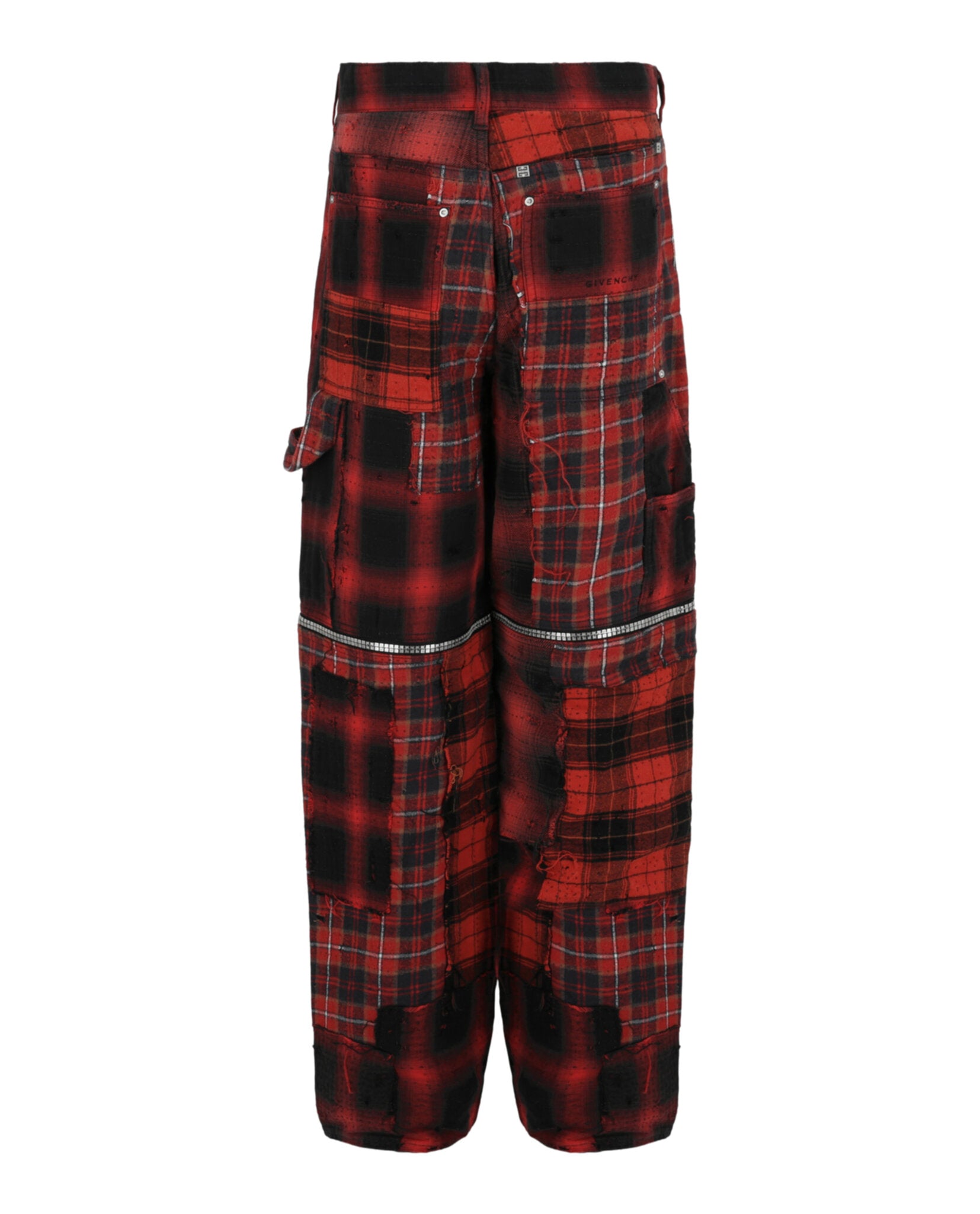 Givenchy Mens Convertible Distressed Plaid Carpenter Pants