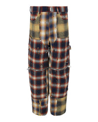 Givenchy Mens Patchwork Plaid Wide-Leg Pants