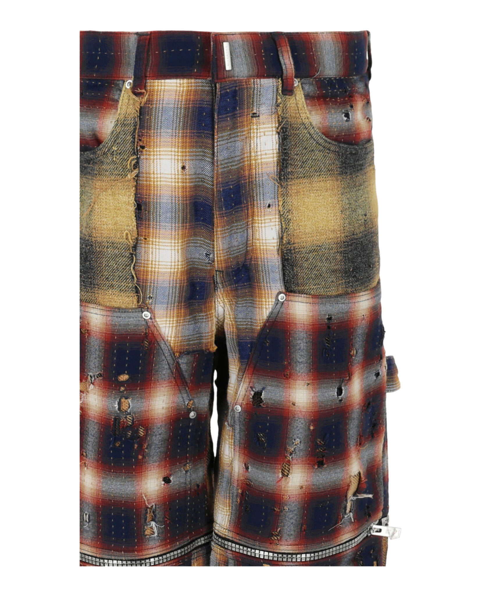 Givenchy Mens Patchwork Plaid Wide-Leg Pants
