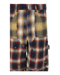 Givenchy Mens Patchwork Plaid Wide-Leg Pants