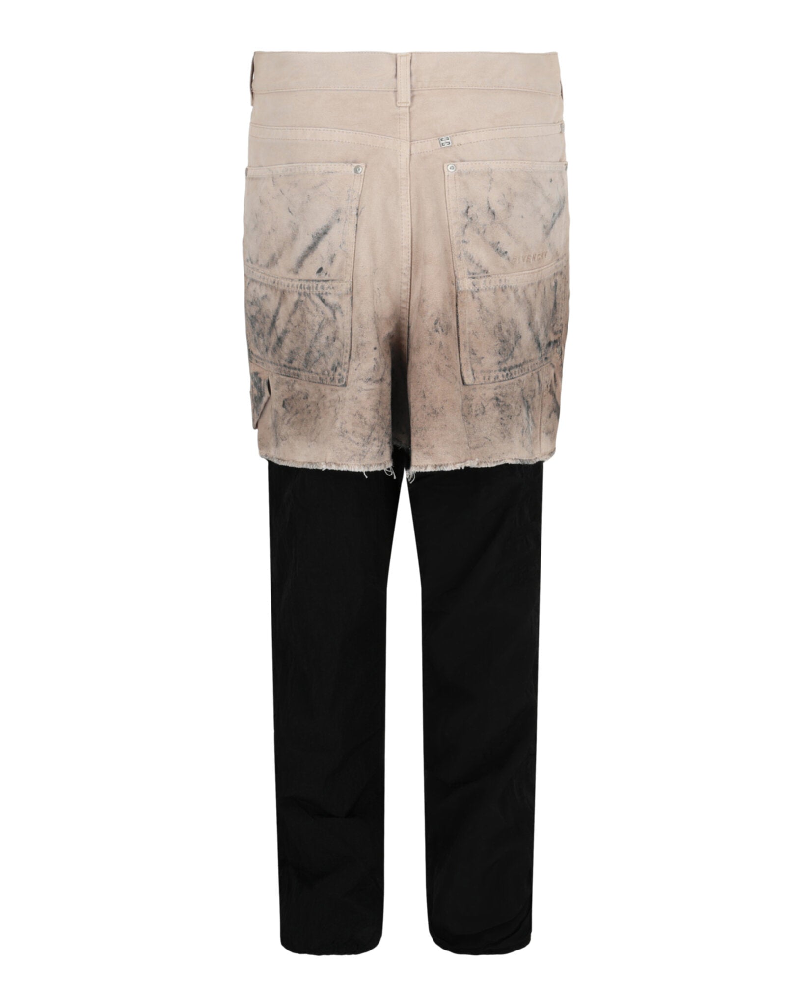 Givenchy Mens Layered Tracksuit Pants With Destroyed Carpenter Jeans