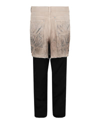 Givenchy Mens Layered Tracksuit Pants With Destroyed Carpenter Jeans