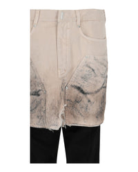 Givenchy Mens Layered Tracksuit Pants With Destroyed Carpenter Jeans