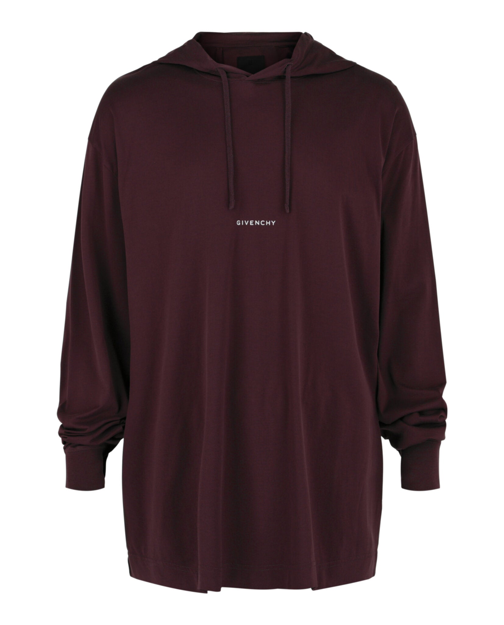 Givenchy Mens Logo Printed Hoodie Burgundy