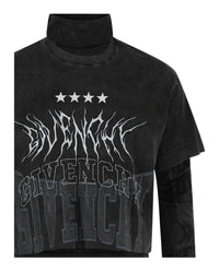 Givenchy Mens Layered Long Sleeve Graphic T-Shirt With Balaclava