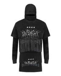 Givenchy Mens Layered Long Sleeve Graphic T-Shirt With Balaclava