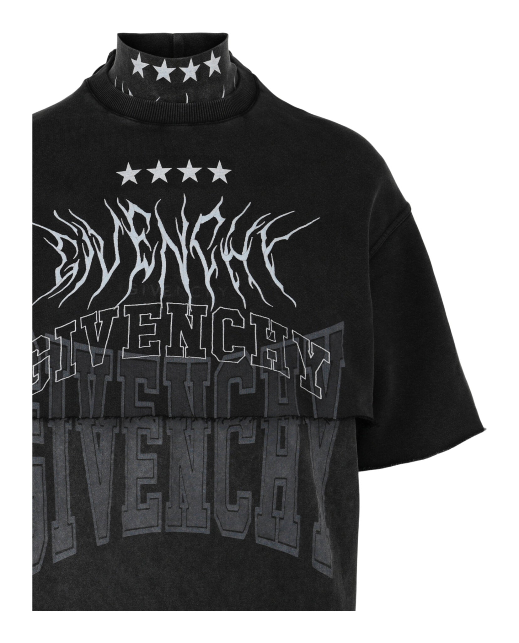 Givenchy Mens Layered Graphic T-Shirt With Balaclava