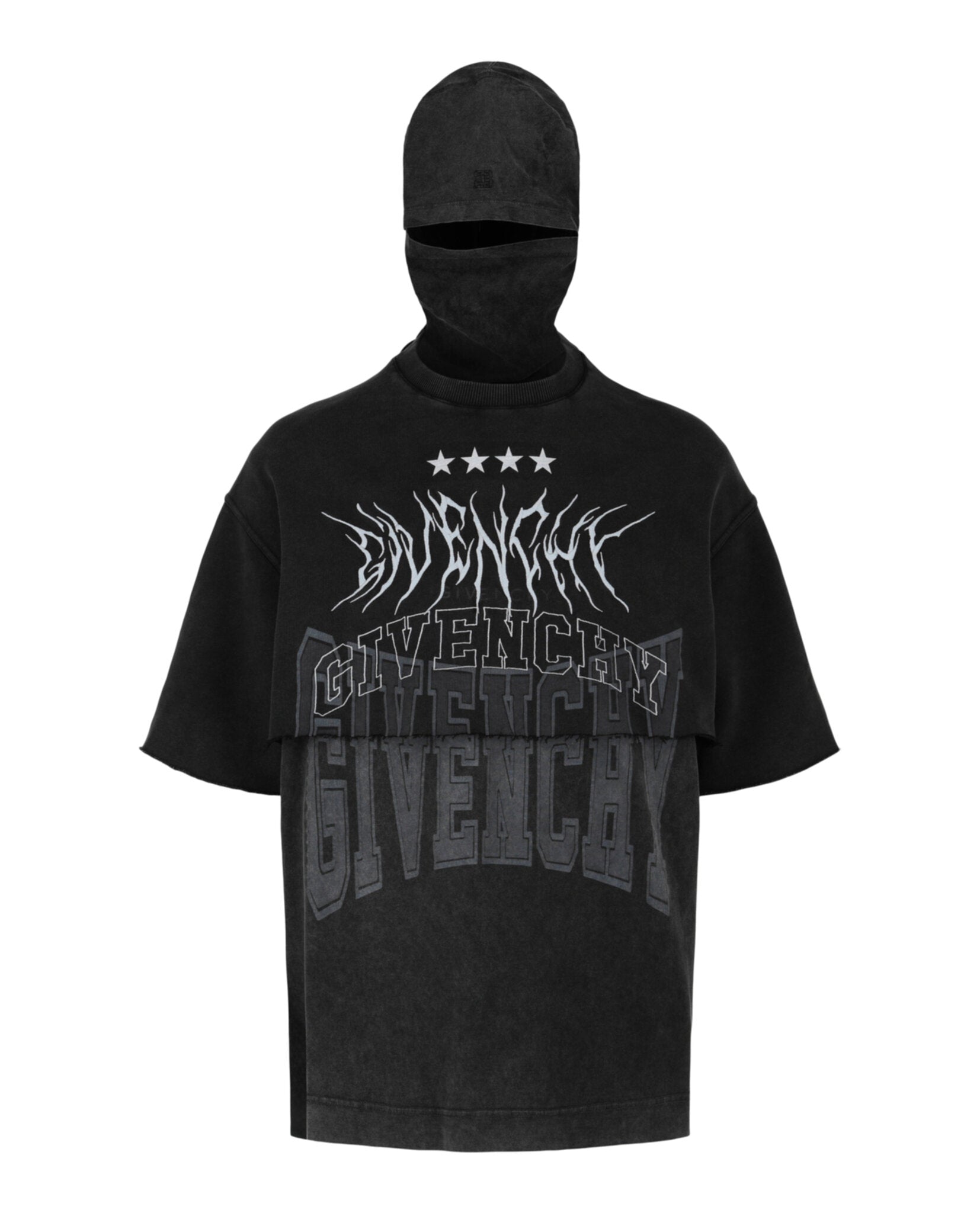 Givenchy Mens Layered Graphic T-Shirt With Balaclava