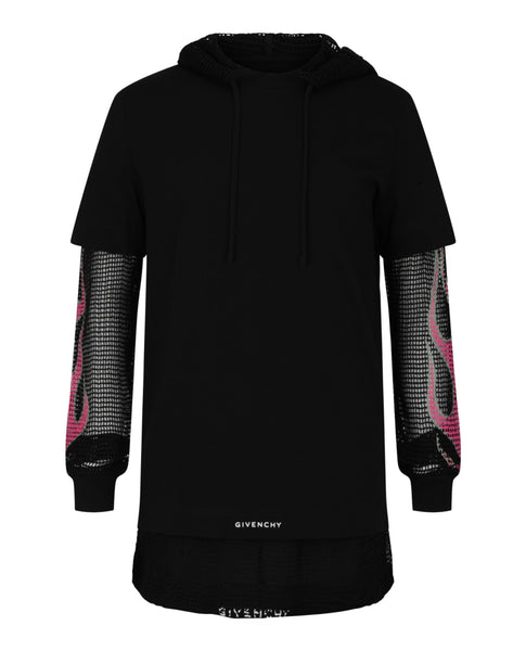 Givenchy Mens Overlapped Hooded T-Shirt In Cotton and Mesh – Bluefly