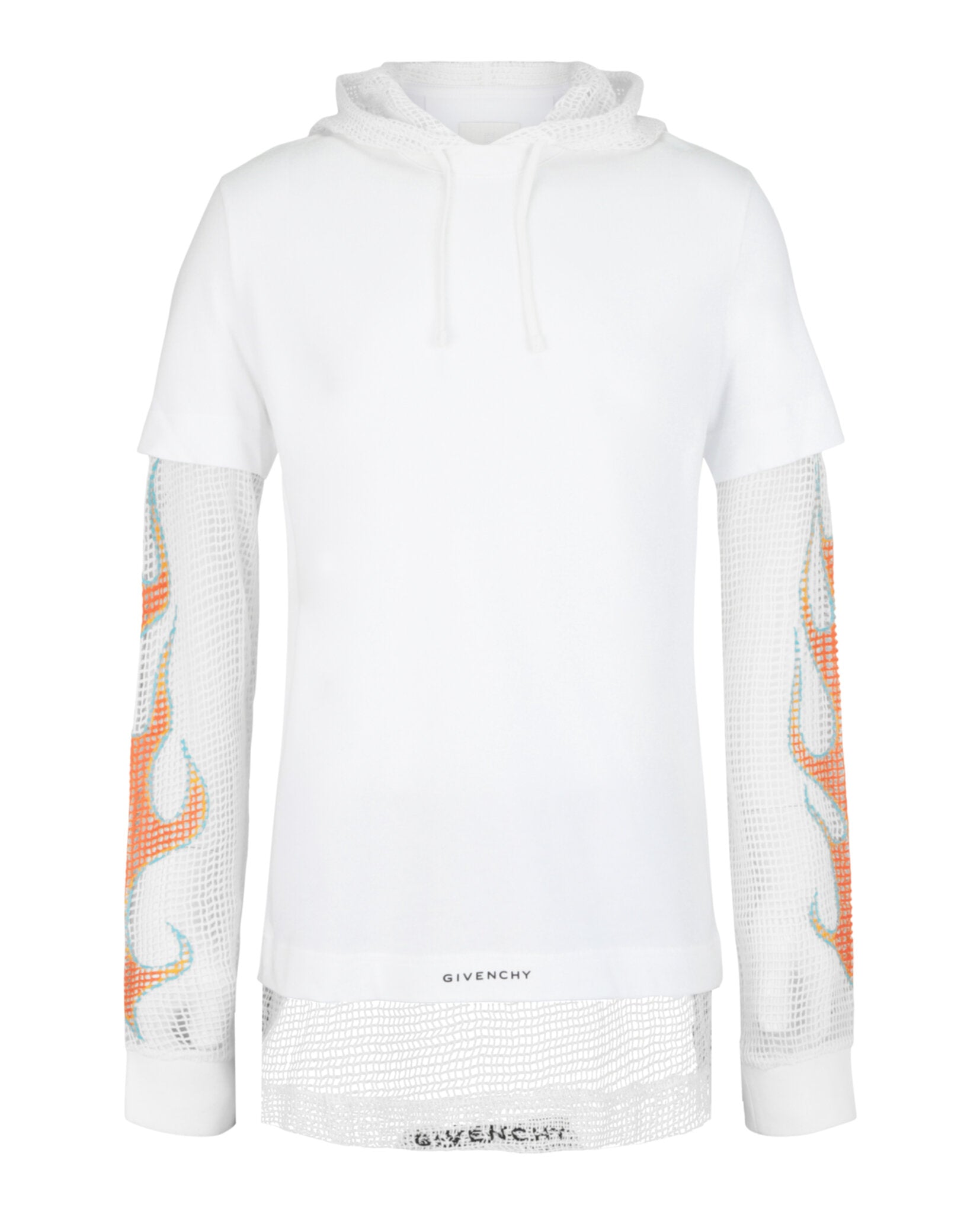 Givenchy Mens Overlapped Hooded T-Shirt In Cotton and Mesh
