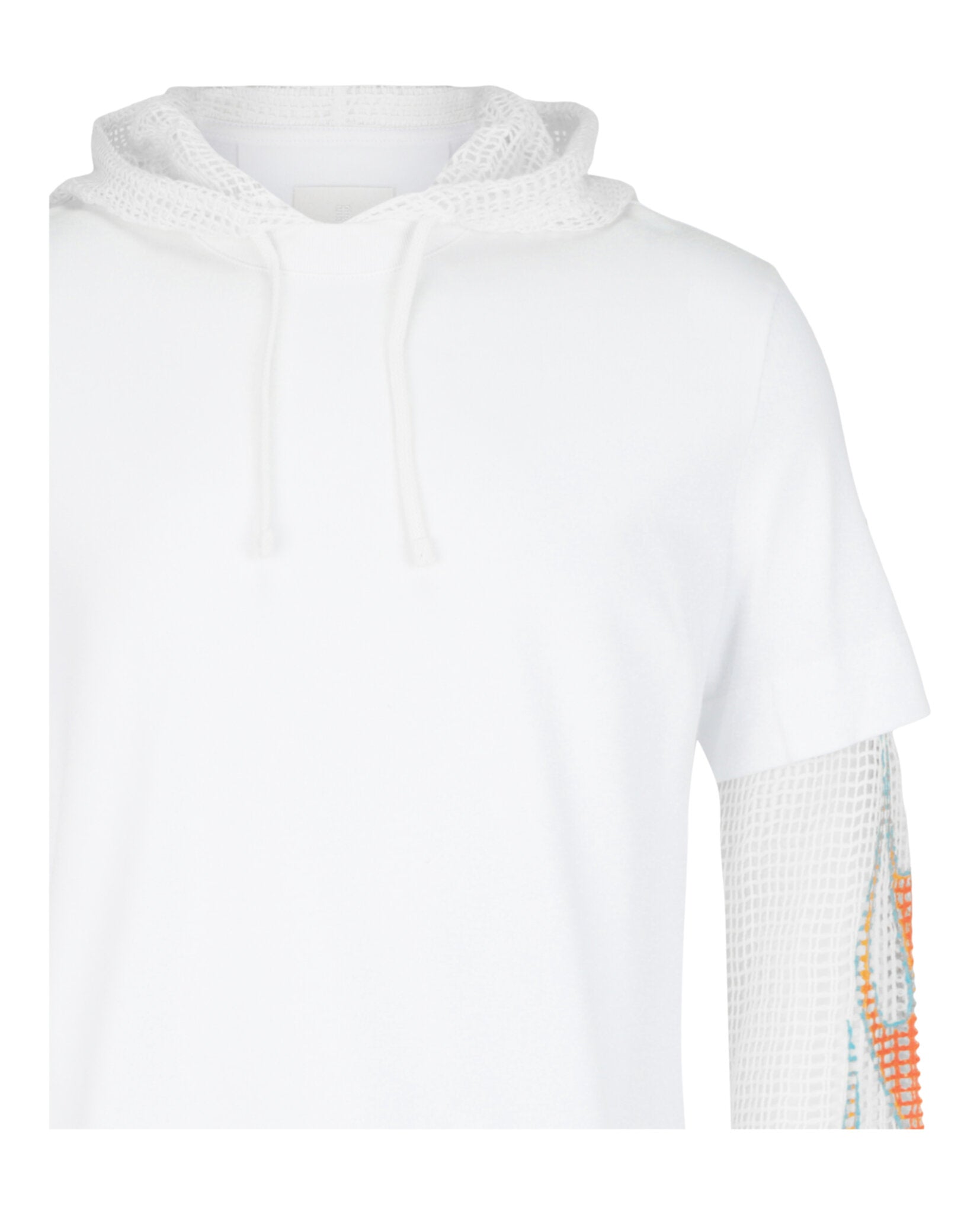 Givenchy Mens Overlapped Hooded T-Shirt In Cotton and Mesh