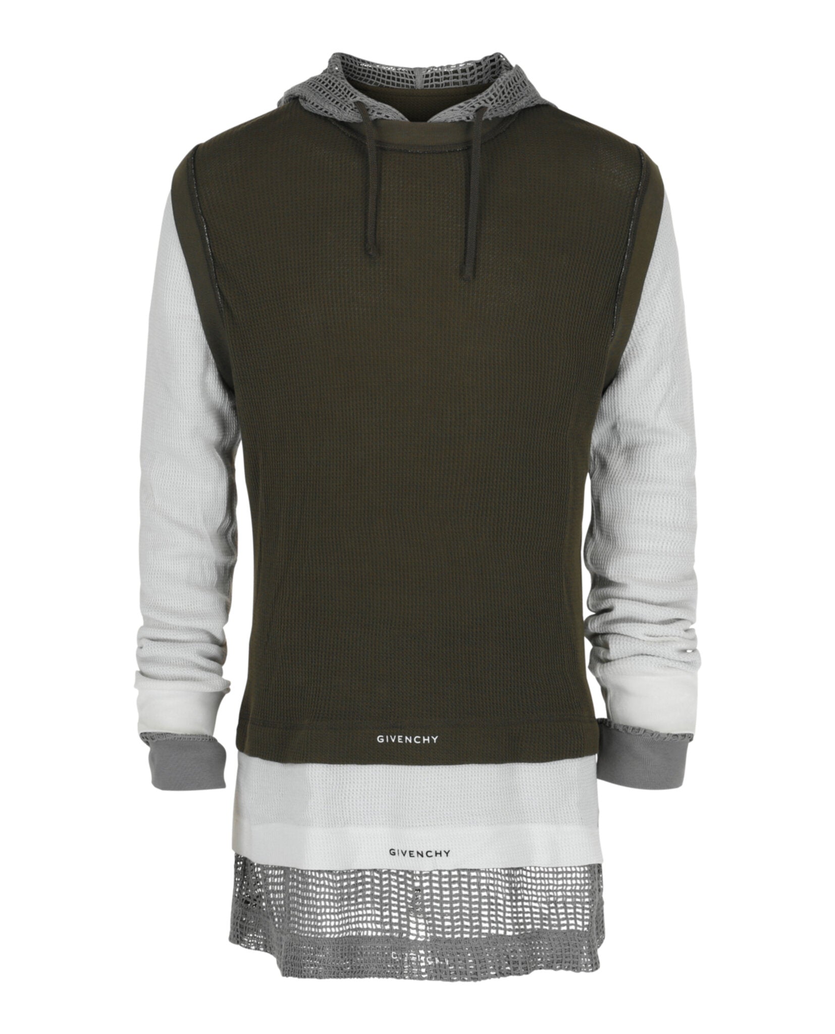 Givenchy Mens Overlapped Hooded T-Shirt