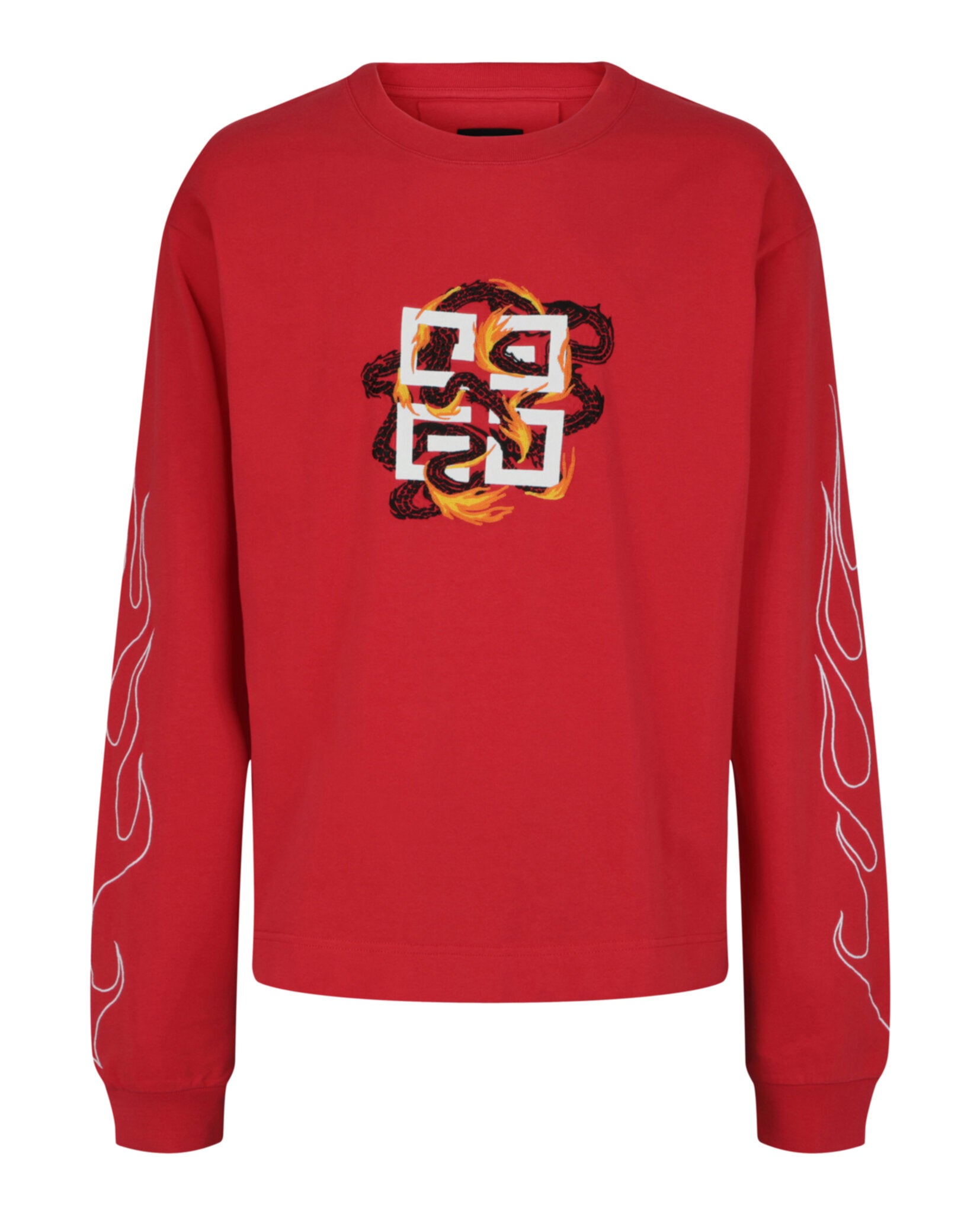 Givenchy Mens Boxy Fit 4G Dragon Long Sleeve T-Shirt