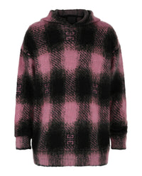 Givenchy Mens 4G Check Hooded Sweater Black Pink