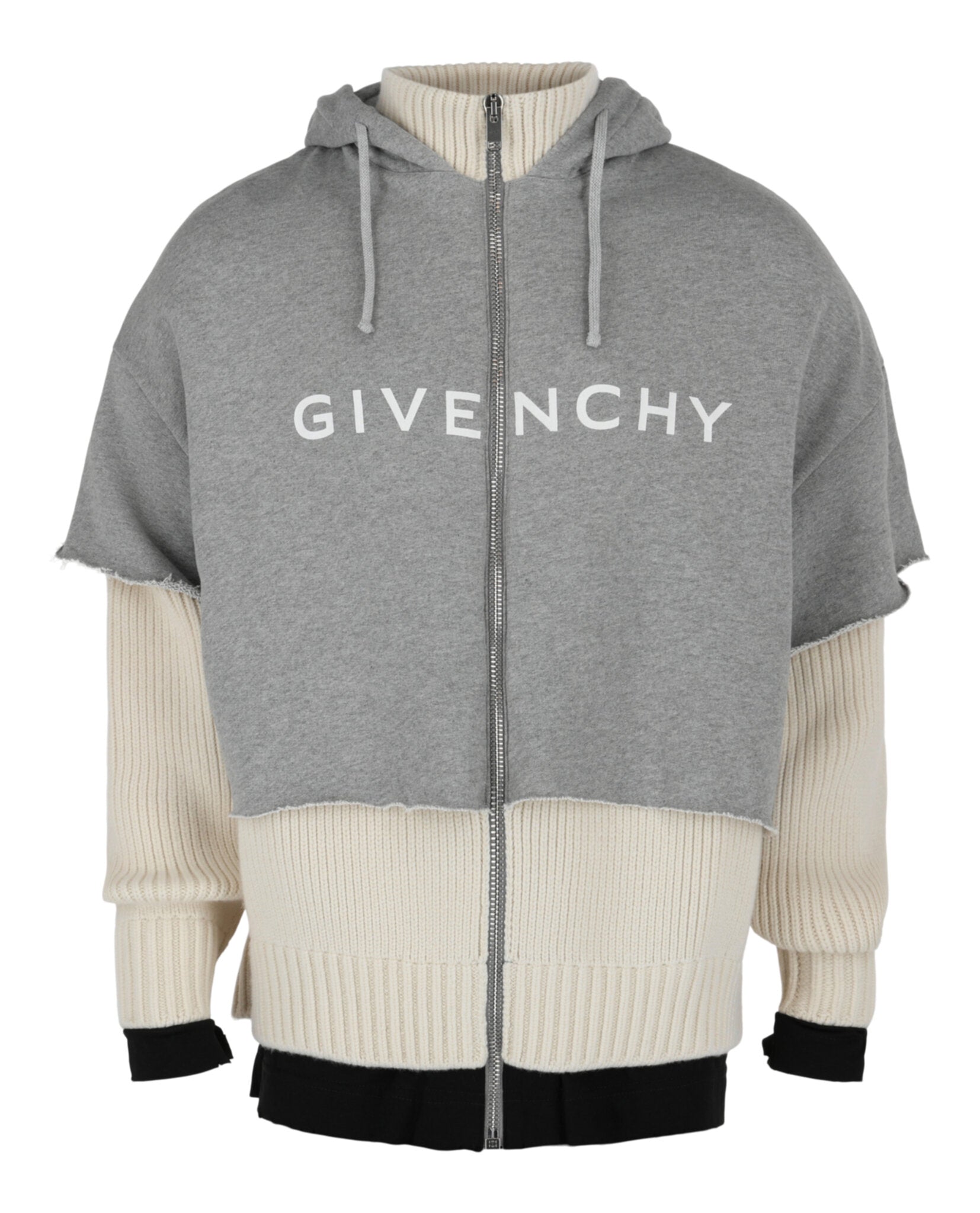 Givenchy Mens Layered Zip-Up Logo Sweater