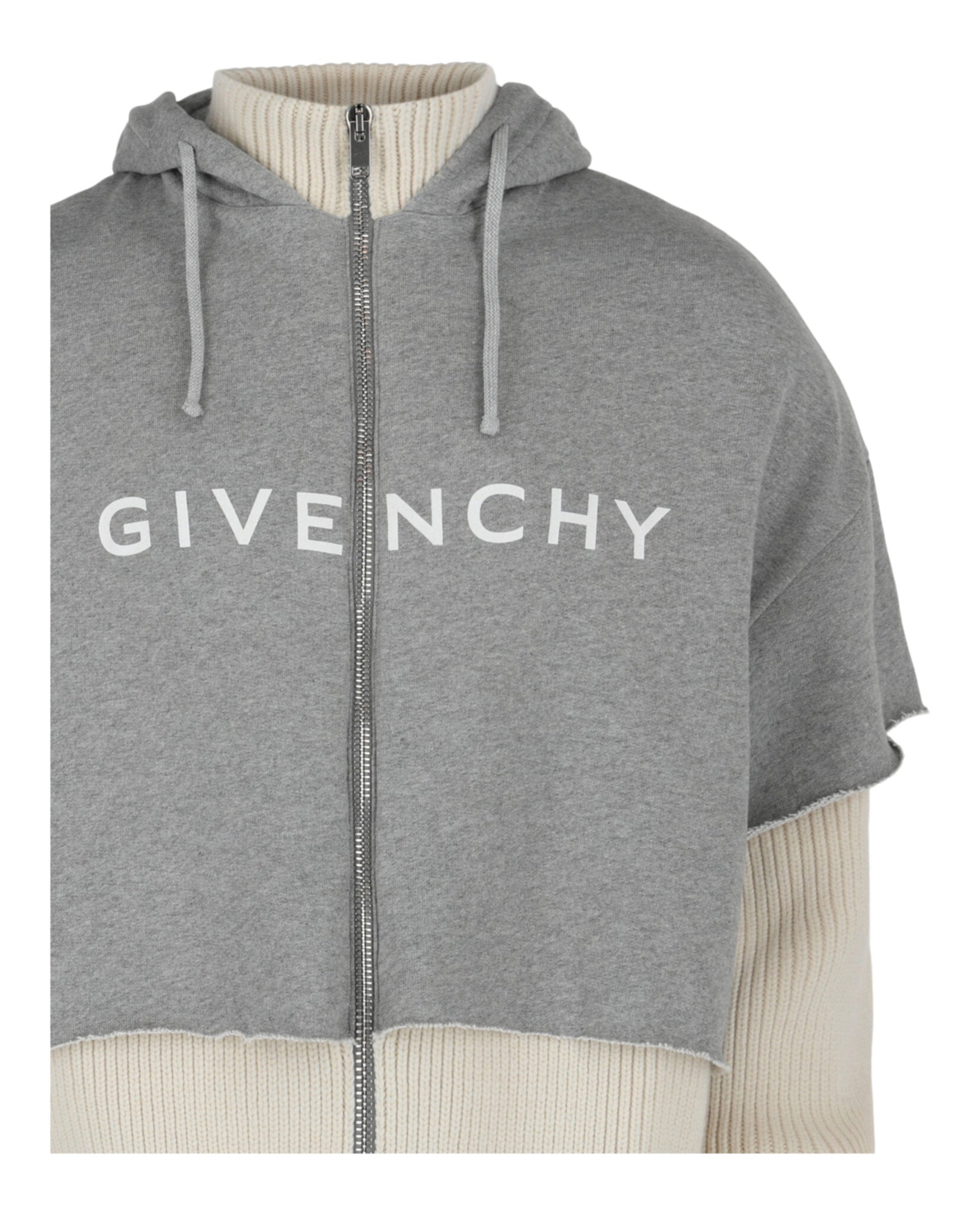 Givenchy Mens Layered Zip-Up Logo Sweater