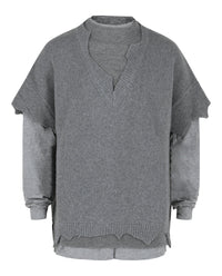 Givenchy Mens Wool Cut And Layer Sweater