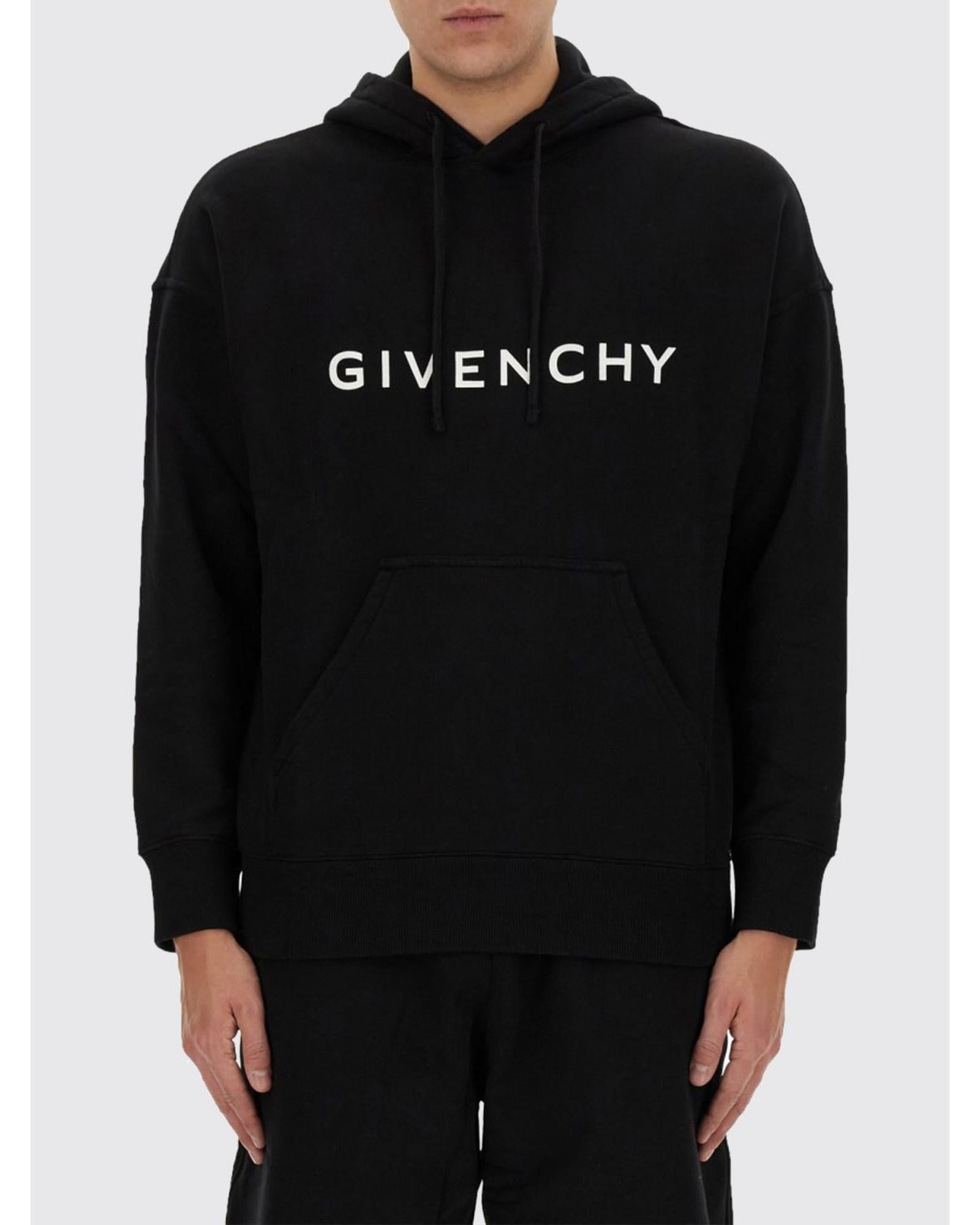 Givenchy Paris Logo Hoodie Men Black Sweaters & Sweatshirts