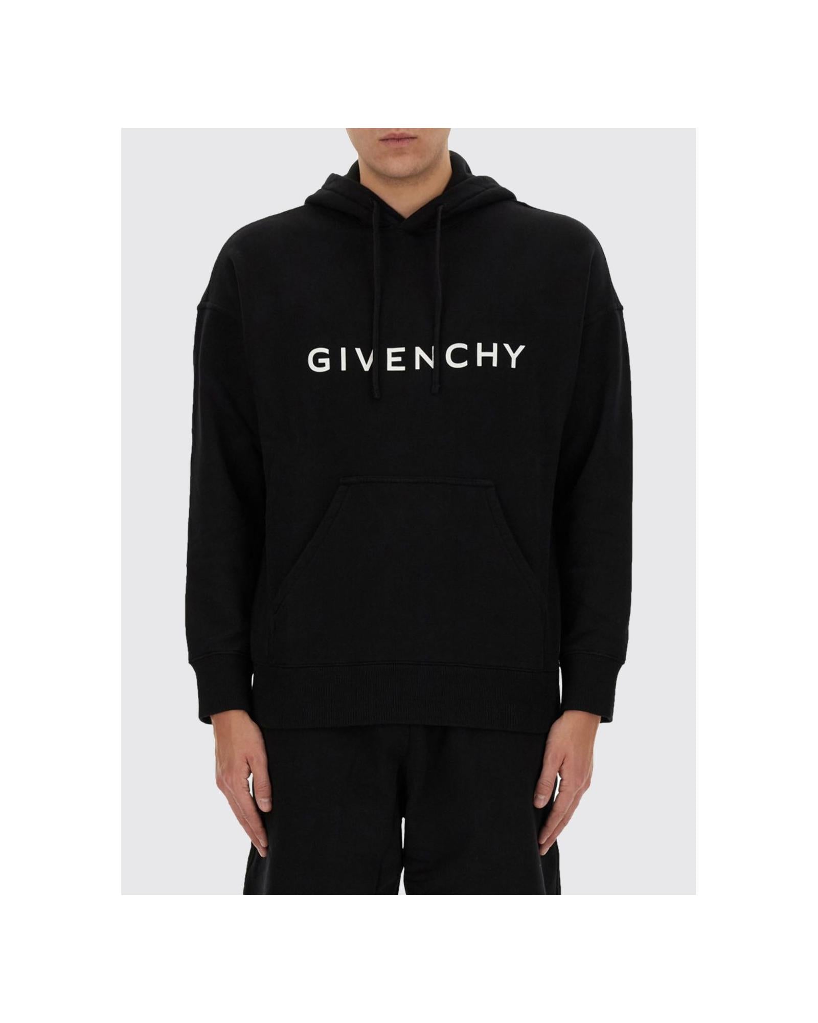 Givenchy Paris Logo Hoodie Men Black Sweaters & Sweatshirts