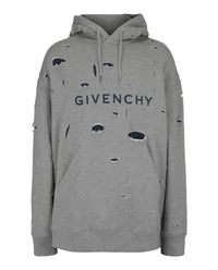 Givenchy Mens Oversized Destroyed Logo Hoodie