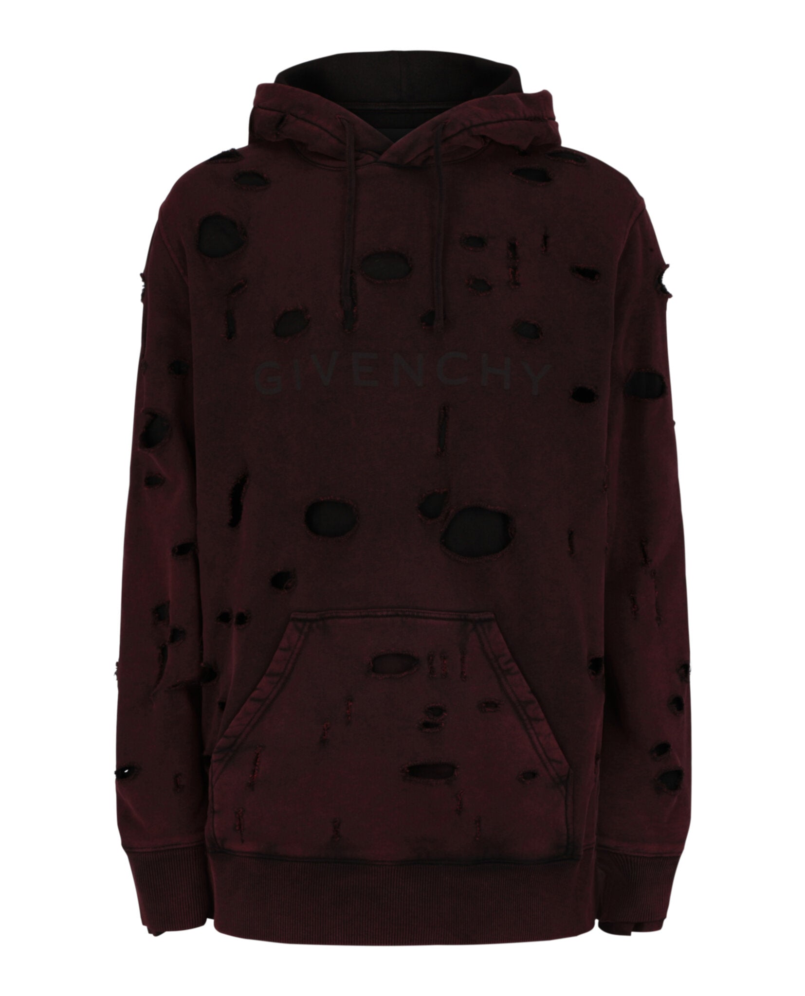Givenchy Mens Destroyed Logo Hoodie