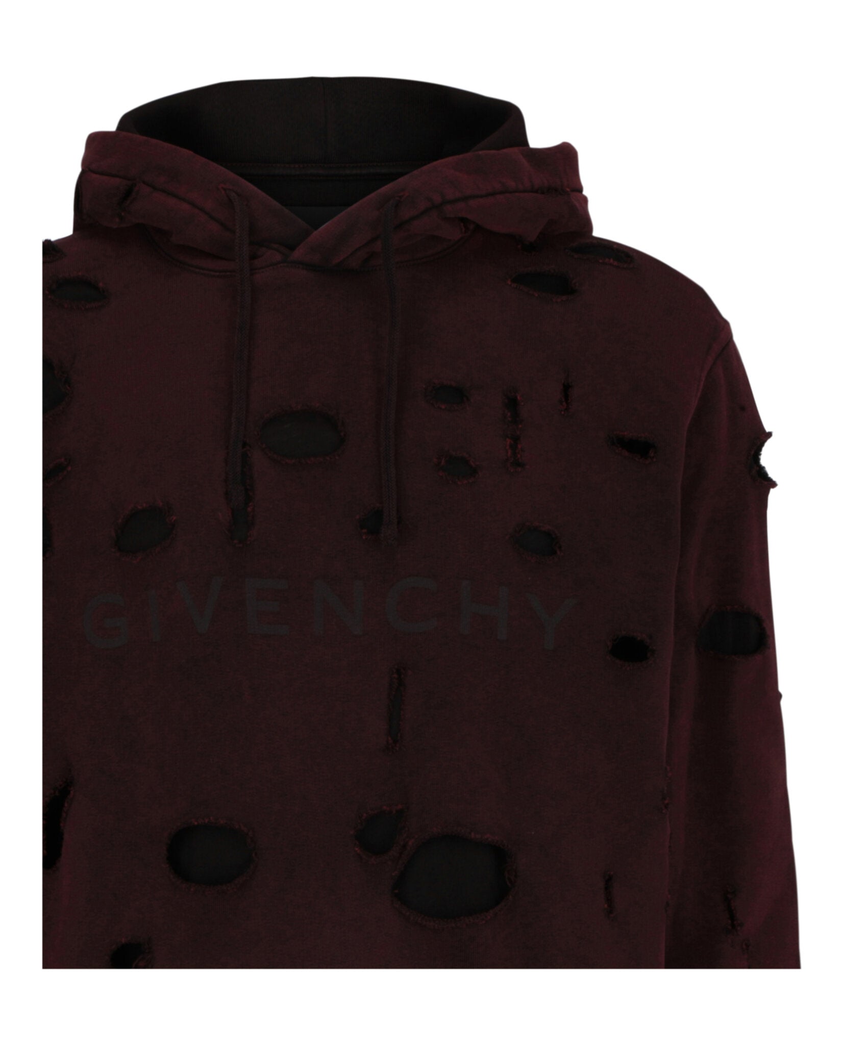 Givenchy Mens Destroyed Logo Hoodie