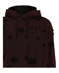 Givenchy Mens Destroyed Logo Hoodie