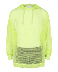 Givenchy Mens Hooded Mesh Long Sleeve T-Shirt Fluo Yellow