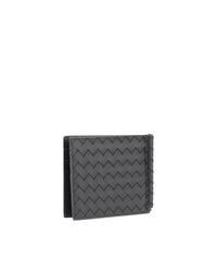 Bottega Veneta Intrecciato Leather Money Clip Wallet Men Black Wallets & Pouches
