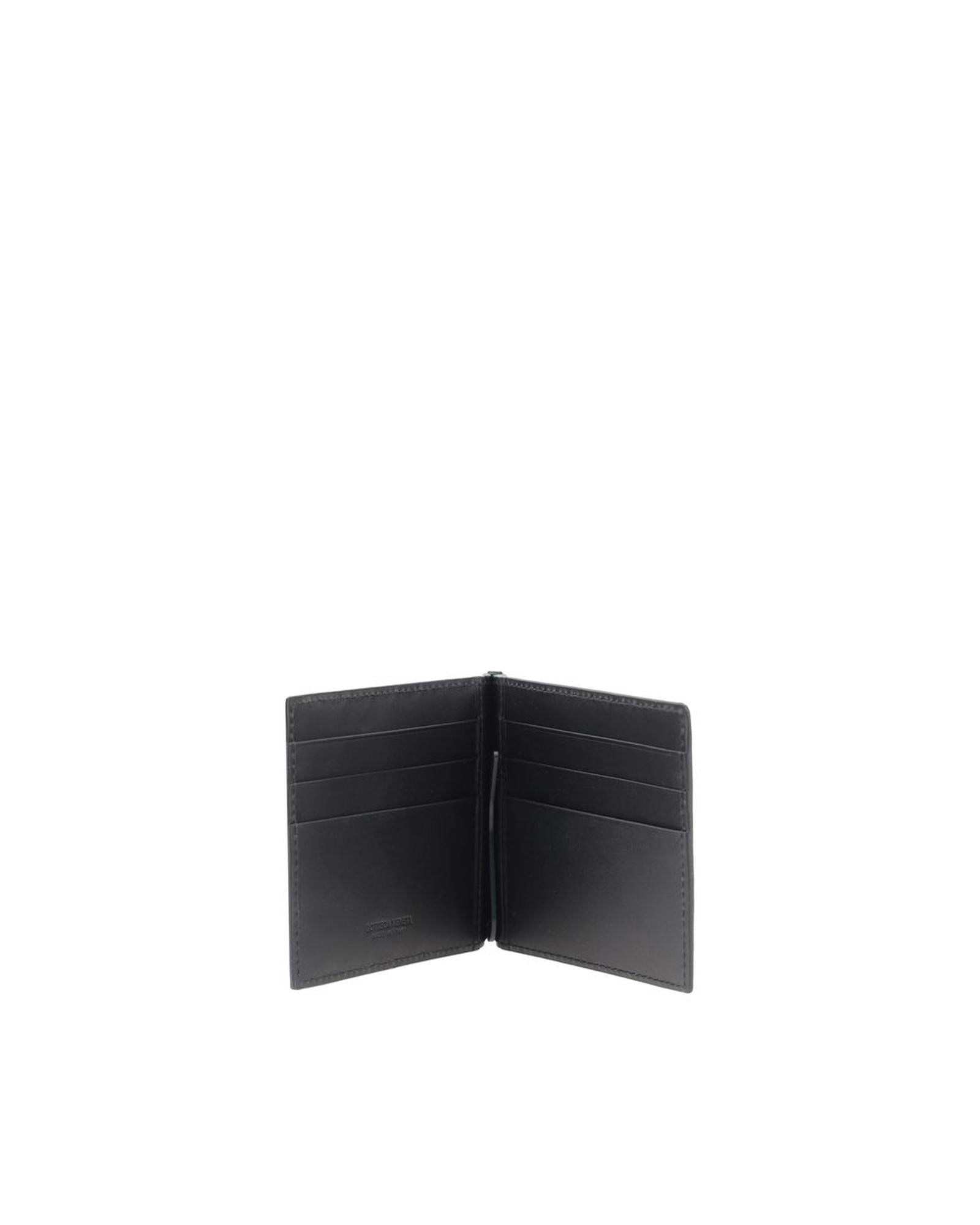 Bottega Veneta Intrecciato Leather Money Clip Wallet Men Black Wallets & Pouches