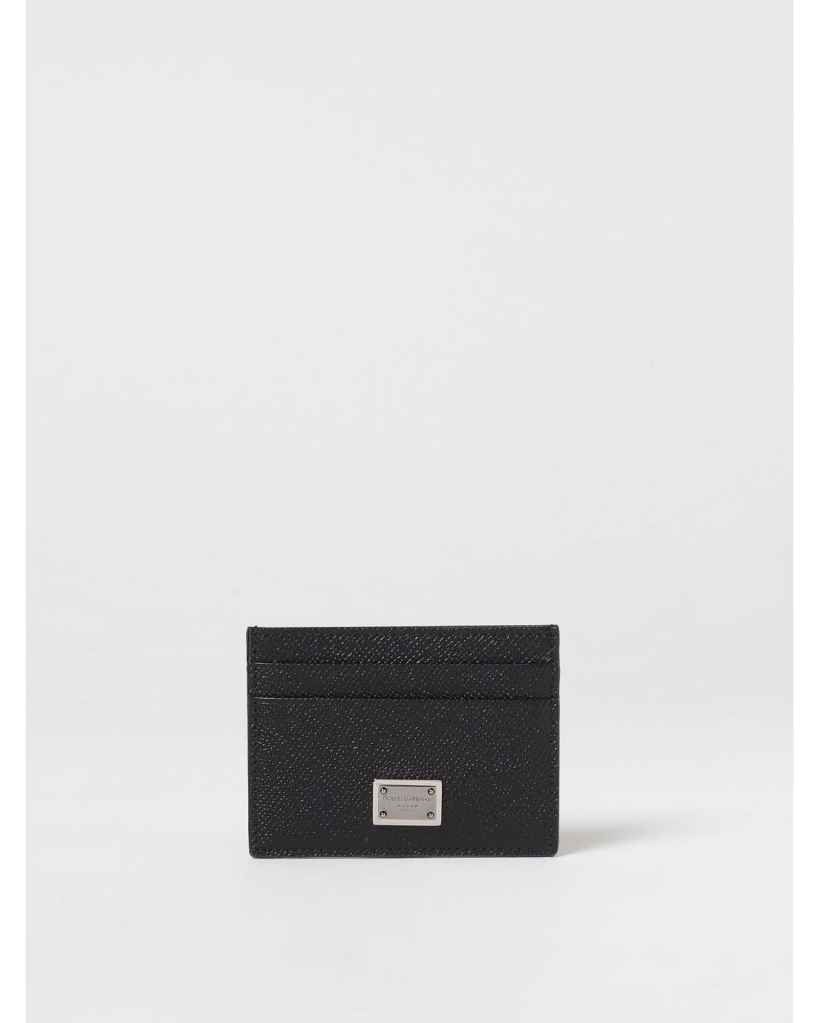 Dolce & Gabbana Card Holder Leather Wallet Men Black Black