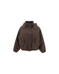 Brunello Cucinelli Hooded Puffer Jacket Women Brown Jackets & Coats