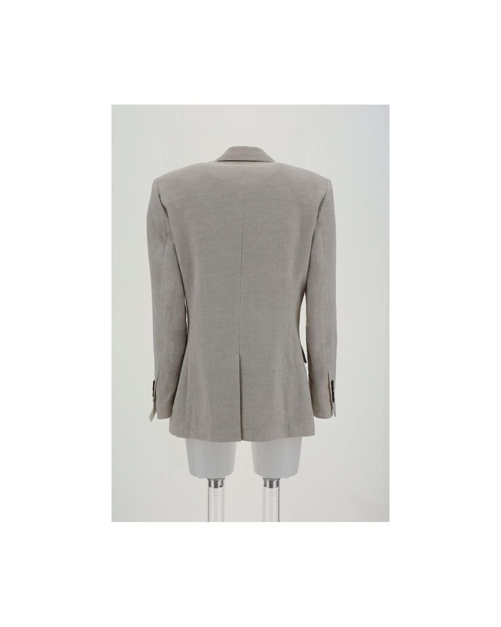 Brunello Cucinelli Linen Blazer Classic Fit Women Gray Coats
