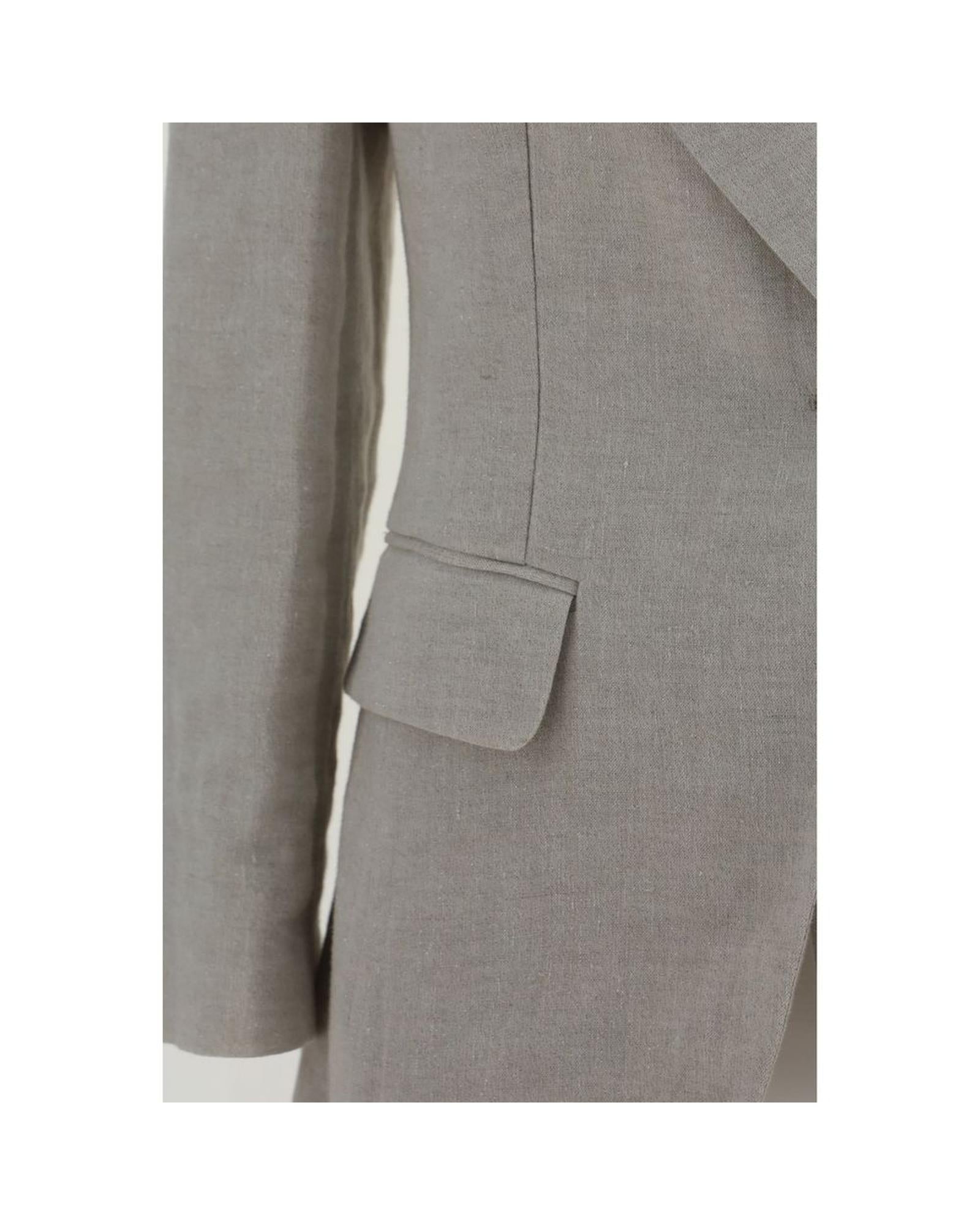 Brunello Cucinelli Linen Blazer Classic Fit Women Gray Coats