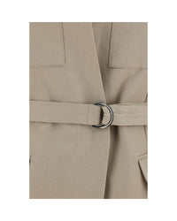 Brunello Cucinelli Belted Sleeveless Vest Women Beige Jackets & Coats