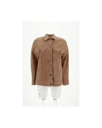 Brunello Cucinelli Oversized Suede Jacket Model 7326 Women Brown Coats 10 Brown