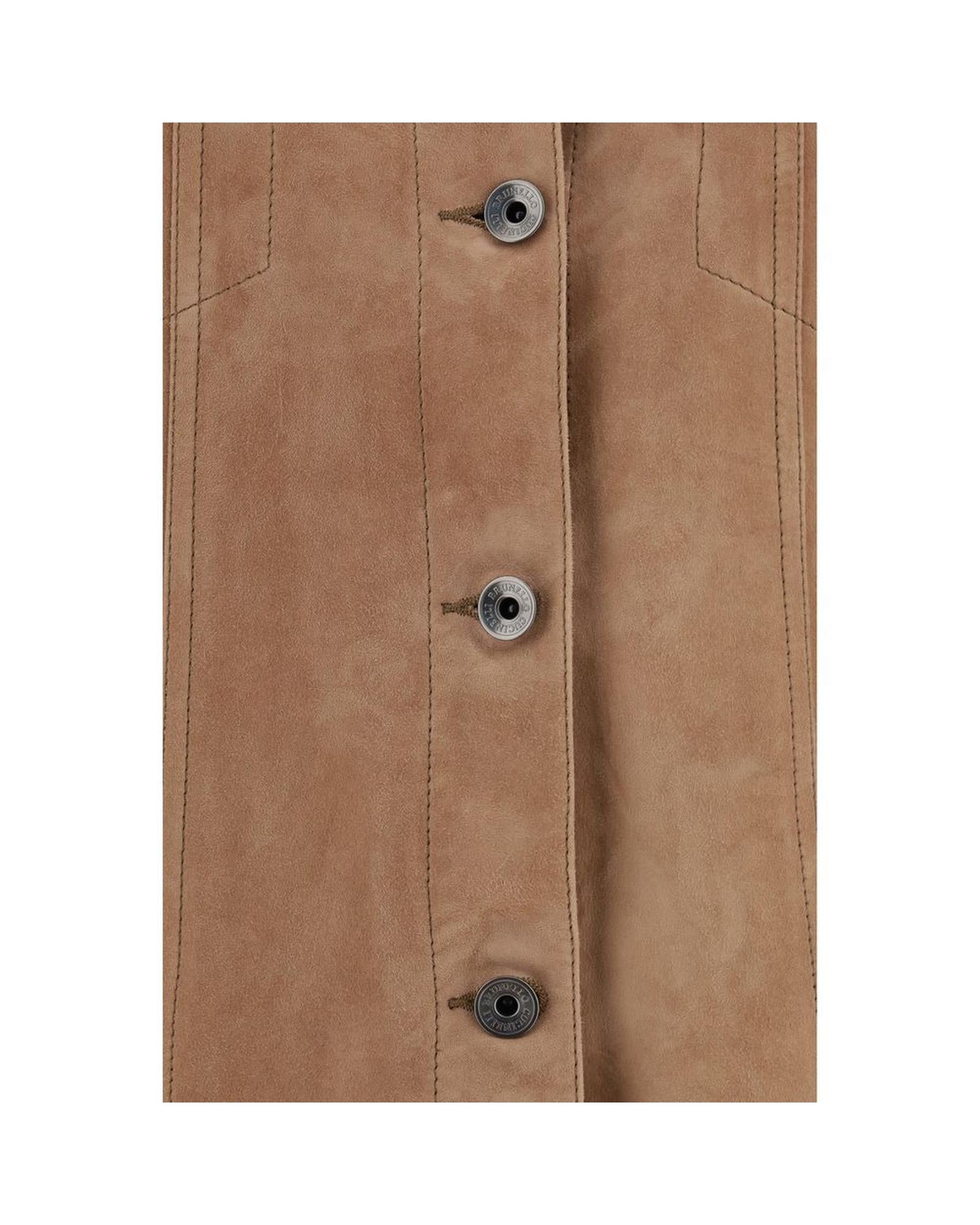 Brunello Cucinelli Oversized Suede Jacket Model 7326 Women Brown Coats