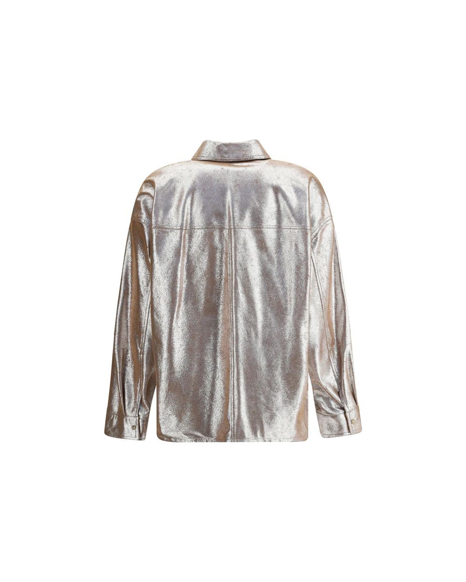 Brunello Cucinelli Metallic Leather Button Jacket Women Beige Jackets & Coats