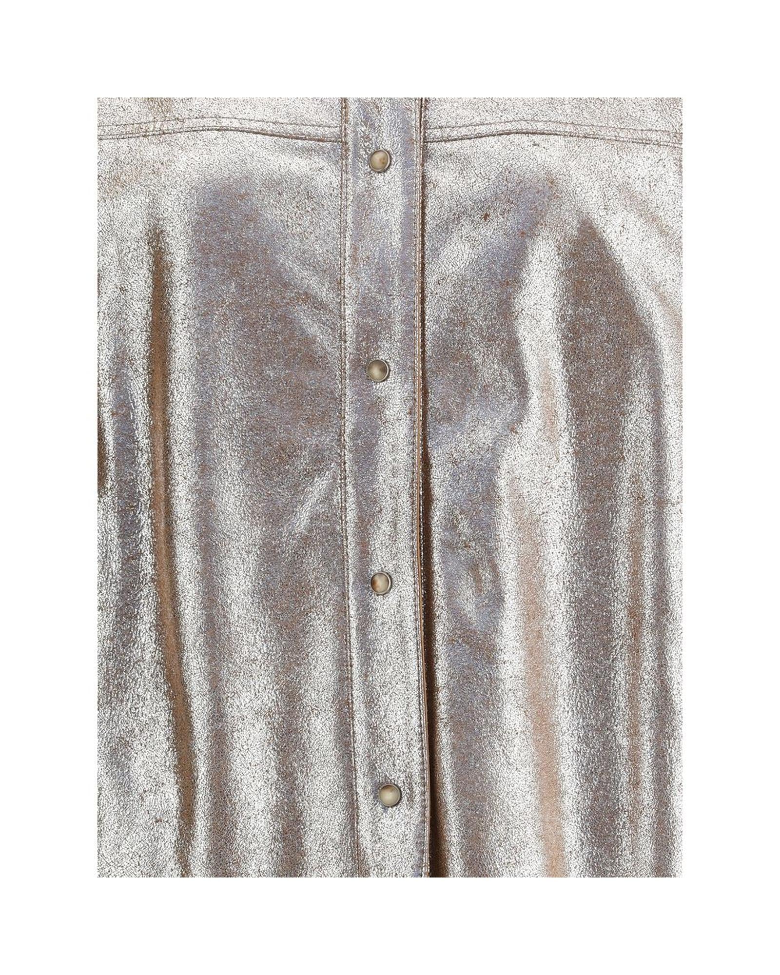 Brunello Cucinelli Metallic Leather Button Jacket Women Beige Jackets & Coats