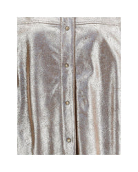 Brunello Cucinelli Metallic Leather Button Jacket Women Beige Jackets & Coats